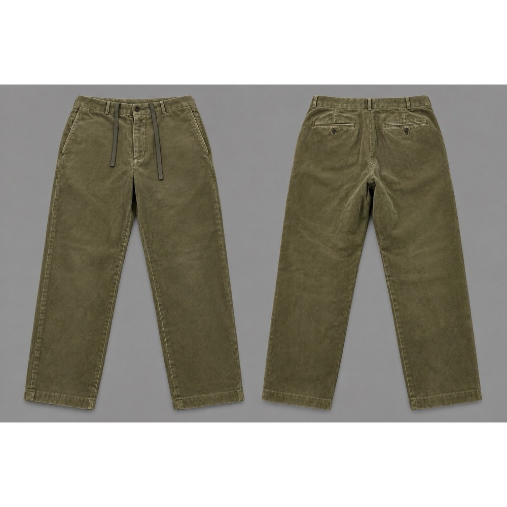 Uniqlo Corduroy Pants Mens LargeX27  grn Brn Drawstring Stretch Work preppy y2k